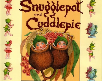 Sobrecubierta vintage para libro Snugglepot & Cuddlepie - Impresión Gumnut Babies de May Gibbs