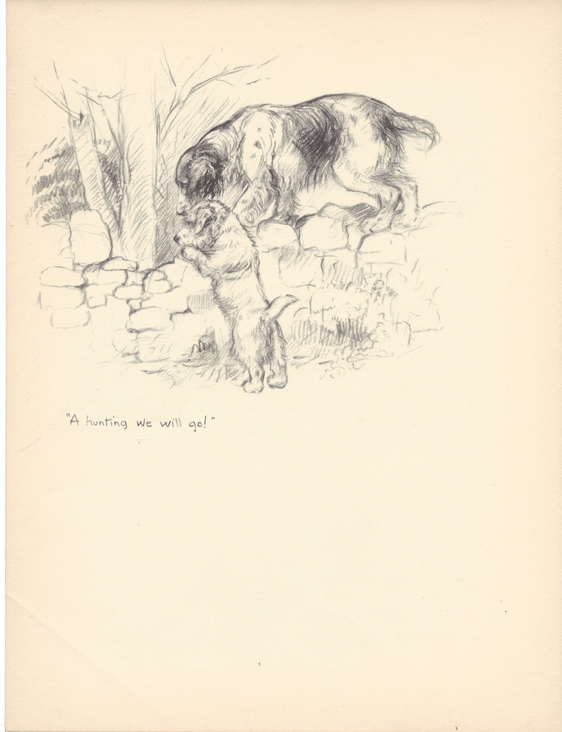 1935 KF Barker Original 2-sided Vintage Dog Print 25 Unique Gift for Dog Lovers