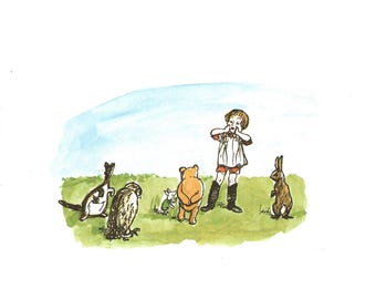 Vintage Winnie Puuh Print: Klassische Kinderzimmer Kunst