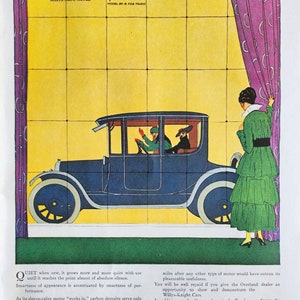 White Company and Delage Antique American Auto Ads - Large Original Vintage Poster 2-sided - Gift for classic car enthusiasts