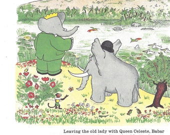 Babar the Elephant Book Print: Vintage Children's Nursery