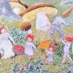 Elsa Beskow Original Large Vintage Print Nordic Folklore Whimsical Art ...