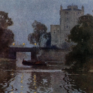 Estampe londonienne vintage : « Venise à Londres » 1925 aquarelle E.W. Haslehust