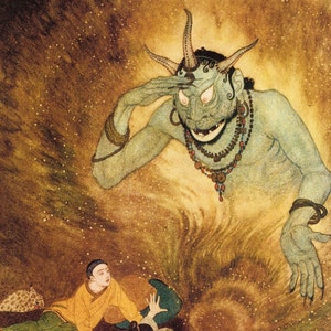 Dulac’s Fairy Tales Original Vintage 2-sided Print – Aladdin & Sinbad the Sailor - Fantasy Art – Unique Gift (21)