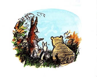 Vintage Winnie Puuh Poster: Shepard Illustration, Kinderzimmerbild