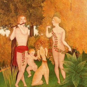 Henri Rousseau Vintage Druck: &quot;Happy Quartet, 1902&quot; Post-Impressionistische Kunst