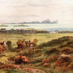 1911 Donegal Ireland Vintage Print: Mount Errigal Watercolor Art