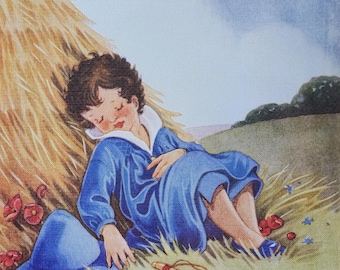 Vintage-Kinderreimposter „Little Boy Blue“ – Großer klassischer Druck – Beliebte Kinderreime