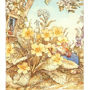Brambly Hedge Vintage Print: Jill Barklem Mice Illustration