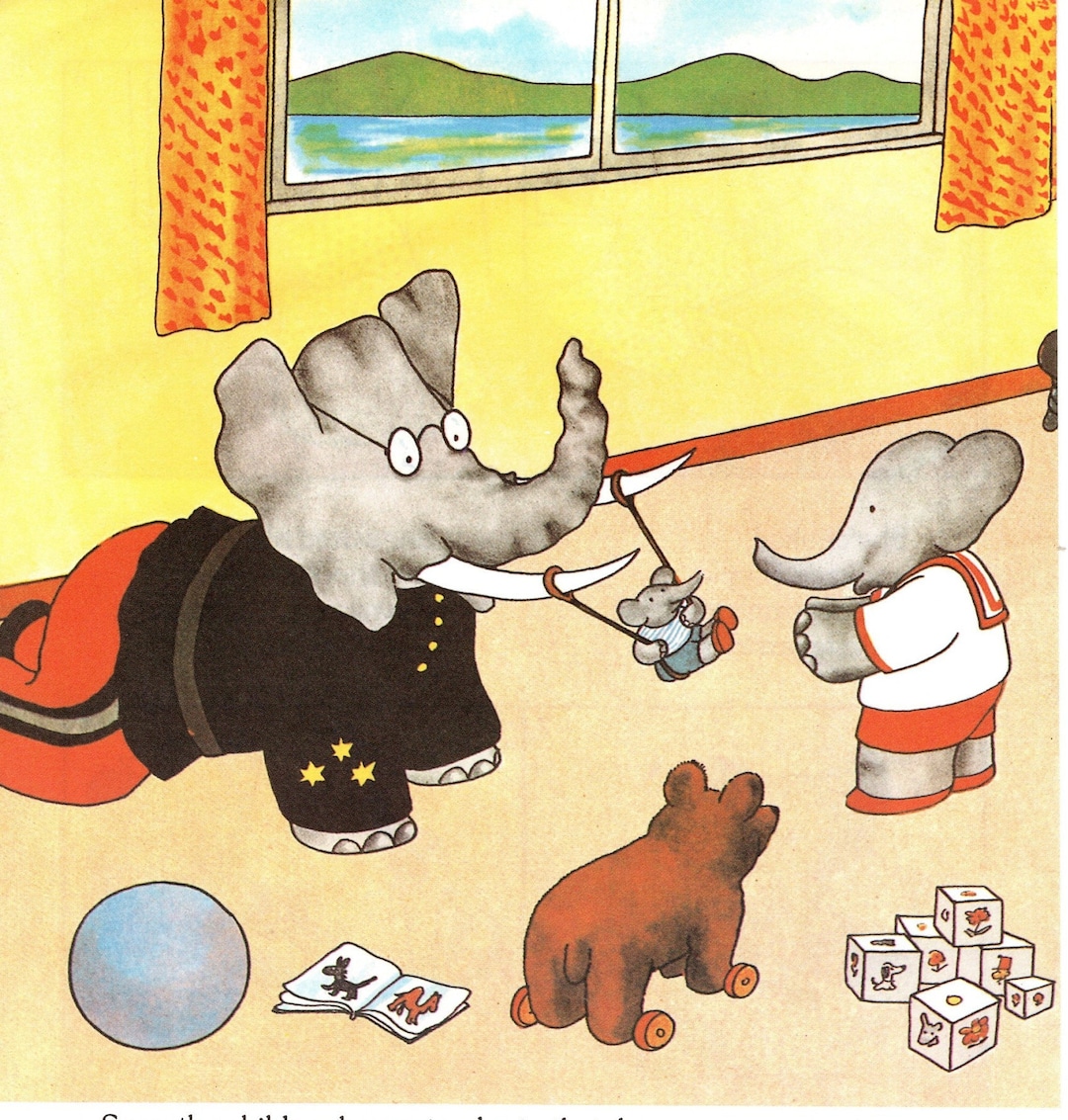 Babar R Home 1990 Babar At Home Original Vintage Print Kinderzimmer Kunst ...