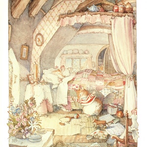 Brambly Hedge Vintage Print: Jill Barklem Mice Illustration