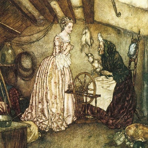 Dulac&#39;s Sleeping Beauty Print: Vintage Fairy Tale Illustration