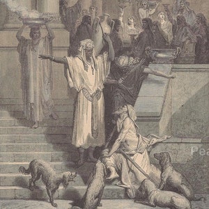 Gustave Doré &quot;Lazarus and the Rich Man&quot; Antique Biblical Print