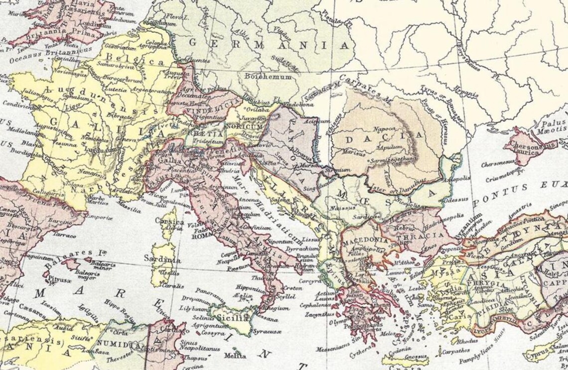 Antique Rome Map Print: Roman Empire Third Century, Encyclopaedia ...