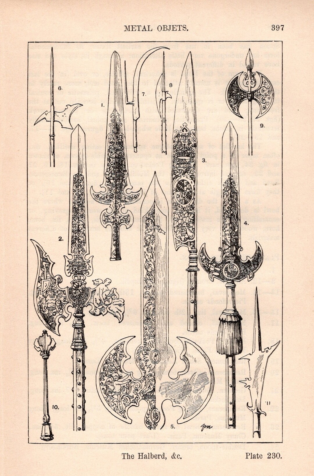 1896 Impresión antigua original rara Formas ornamentales de Meyer ...