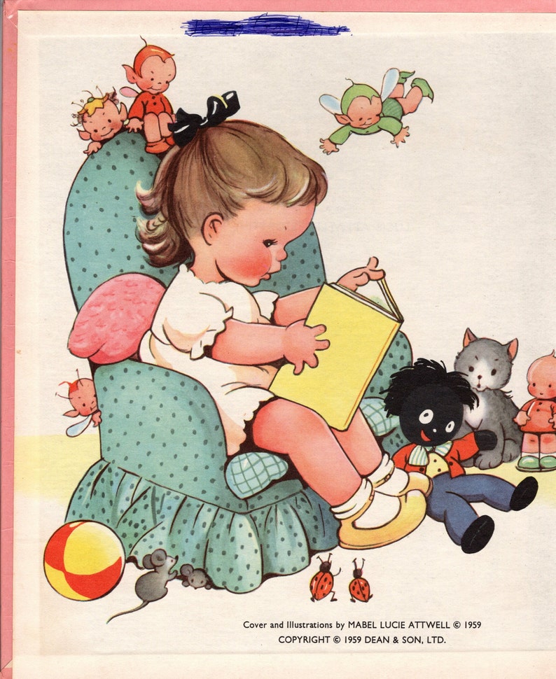 1959 Mabel Lucie Attwell Original Vintage Print Cute Children Nursery Art Baby Shower Unique Gift 3 image 2