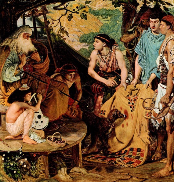 アート・デザイン・音楽 THE ART OF FORD MADOX BROWN Ford Madox Brown Print: the Coat of Many Colours, Pre-raphaelite