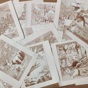 Lot : impressions vintage originales Gumnut Babies - Little Ragged Blossom de May Gibbs - Journal indésirable, scrapbooking, fabrication de cartes, travaux manuels en papier