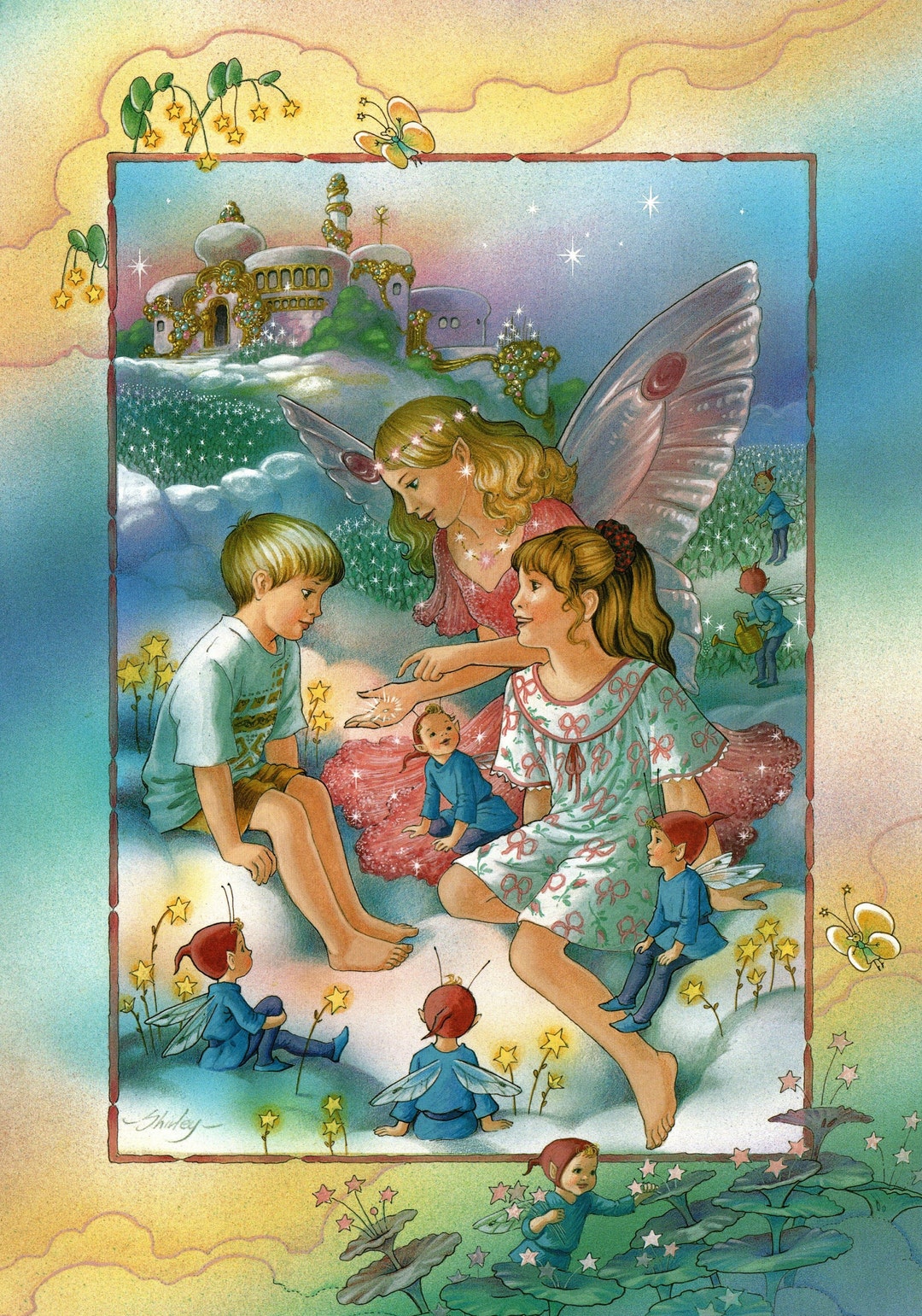 Shirley Barber Original Vintage Fairies Print Tooth Fairy Fairyland Forest and Woodland