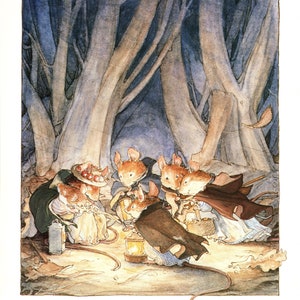 Brambly Hedge Vintage Print: Jill Barklem Mice Illustration