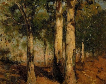 Walter Withers Original Vintage Print - ‘White Gums and Water’ - Australian Landscape Art