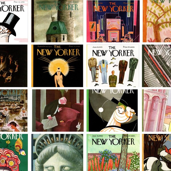 10 Postcards THE NEW YORKER Vintage Magazine Covers - Postcrossing, Invitations, Journals, Crafts, Stationery, Bookmarks, Gifts