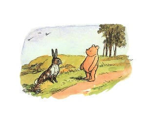 Vintage Winnie Puuh Print: Shepard Illustration, Kinderzimmer Illustration (12 x 15 cm)