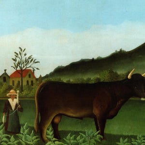 Rousseau Vintage Print: Landschaft mit Vieh- & Tigerjagd