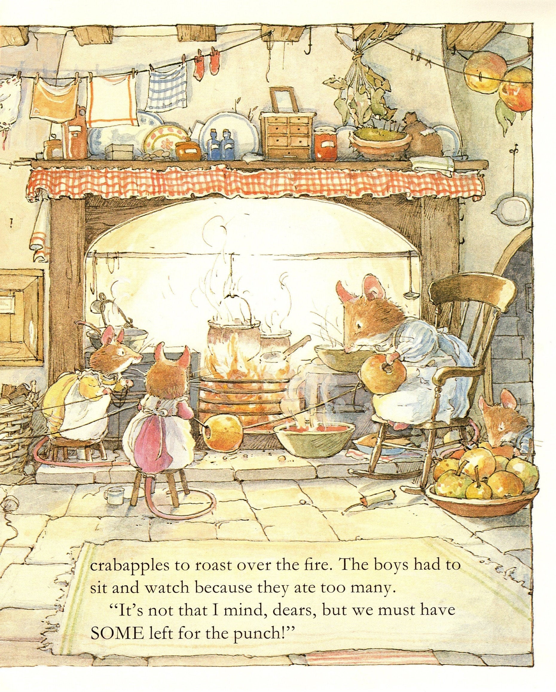 Brambly Hedge Winter Story Original Jill Barklem Vintage Print - Cute  Mice - Unique Gift