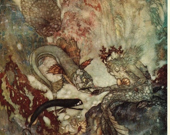 Edmund Dulac "The Little Mermaid" Vintage Art Print, 1975