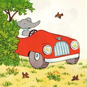 Lámina de Babar el elefante de 1980: arte infantil vintage