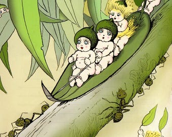 May Gibbs Gumnut Babies Vintage Print: Australian Nursery Decor