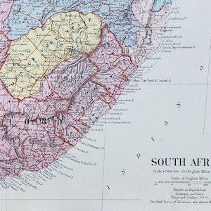 アンティーク 南アフリカ オリジナル 1889 年地図 - 希少な 19 世紀の大型地図 - 地図収集家へのユニークなギフト - 地図作成