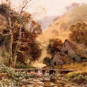 1911 Lathkil Dale Vintage Print: Derbyshire, Peak District Watercolor