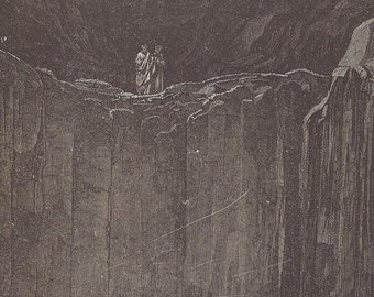 1887 Rare GUSTAVE DORÉ “Dante’s Inferno” Original Engraving - Antique Print – Biblical – Religious – Christianity - Spiritual