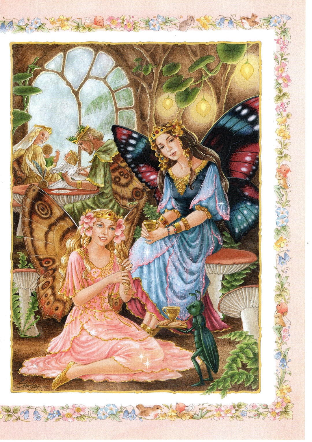 Shirley Barber Fairies Original Vintage Print Fairytale Romance Forest and Woodland Creatures