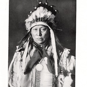 Stampa fotografica antica del capo Sioux - Ritratto di un nativo americano del 1910