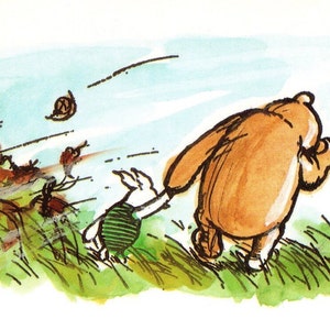 Cartolina Winnie-the-Pooh - Maialino - Regalo per baby shower - Arte per la cameretta dei bambini - Regalo di compleanno - Regalo unico