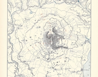 Antique Map of Mount Etna, Italy - 1875 9th Edition Britannica