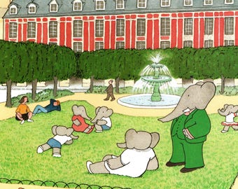 Babar en Avion 1989年 ブリュノフ アートポスター Amazon.co.jp: ポスター ジャン ド ブリュノフ Babar en Avion