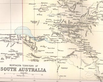 Northern Territory of South Australia Map 1890 – J.G. Bartholomew Cartographic Plate