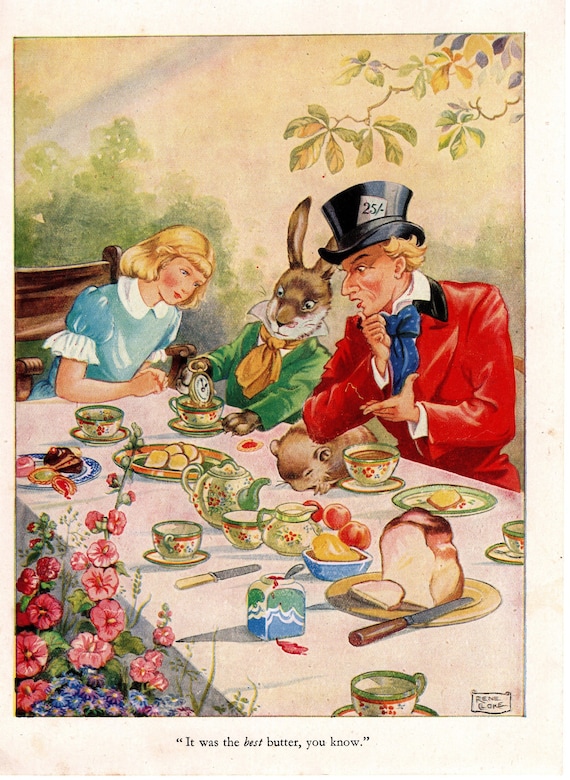 1940s Alice in Wonderland Original Rene Cloke Vintage Print – Lewis Carroll  – Nursery Art – Children's Room Art - Unique Gift