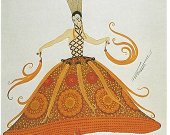 Erté Art Deco Print: Projekt kostiumów teatralnych z 1923 r.