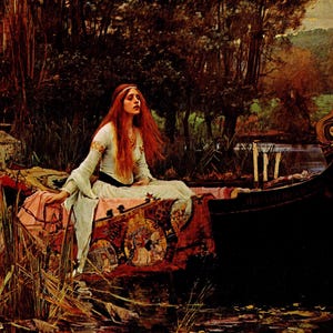 JOHN WILLIAM WATERHOUSE Oryginalny wydruk książki vintage „The Lady of Shalott” – obraz prerafaelitów – wyjątkowy prezent