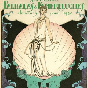 Ilustración de moda art déco de George Barbier: póster vintage de 1924