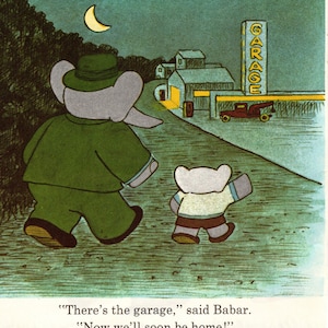 Lámina de Babar el elefante de 1980: arte infantil divertido