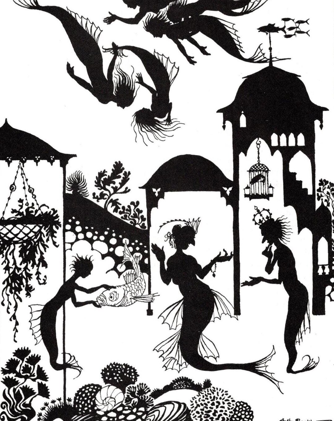 Arthur Rackham "the Little Mermaid" Print: 1985 Vintage Fairy Tale Art ...