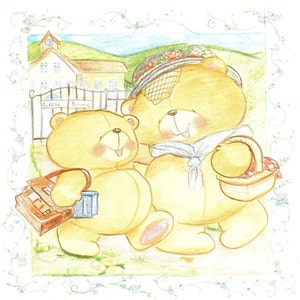 Vintage Teddy Bear Print: &quot;Forever Friends&quot; Nursery Art