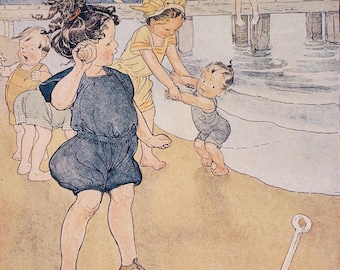 Vintage Seaside Nursery Poster Print: 1919 Ruth Mary Hallock Children's Illustration