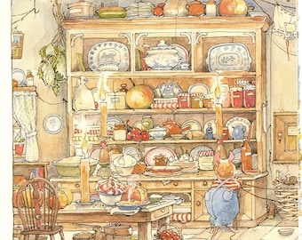 Brambly Hedge Winter Story Vintage Print: Jill Barklem Mice Illustration